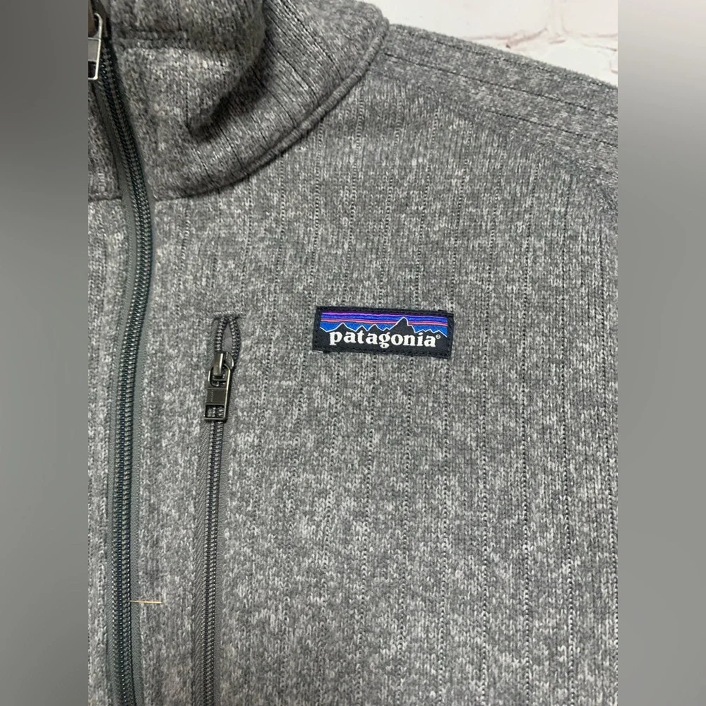 Patagonia Heathered Gray Ribbed Better Sweater 1/4 Zip Fleece Pullover Size S 44